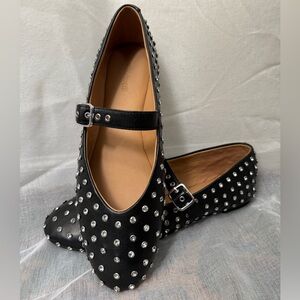 Madewell Black Flats with Silver Studs